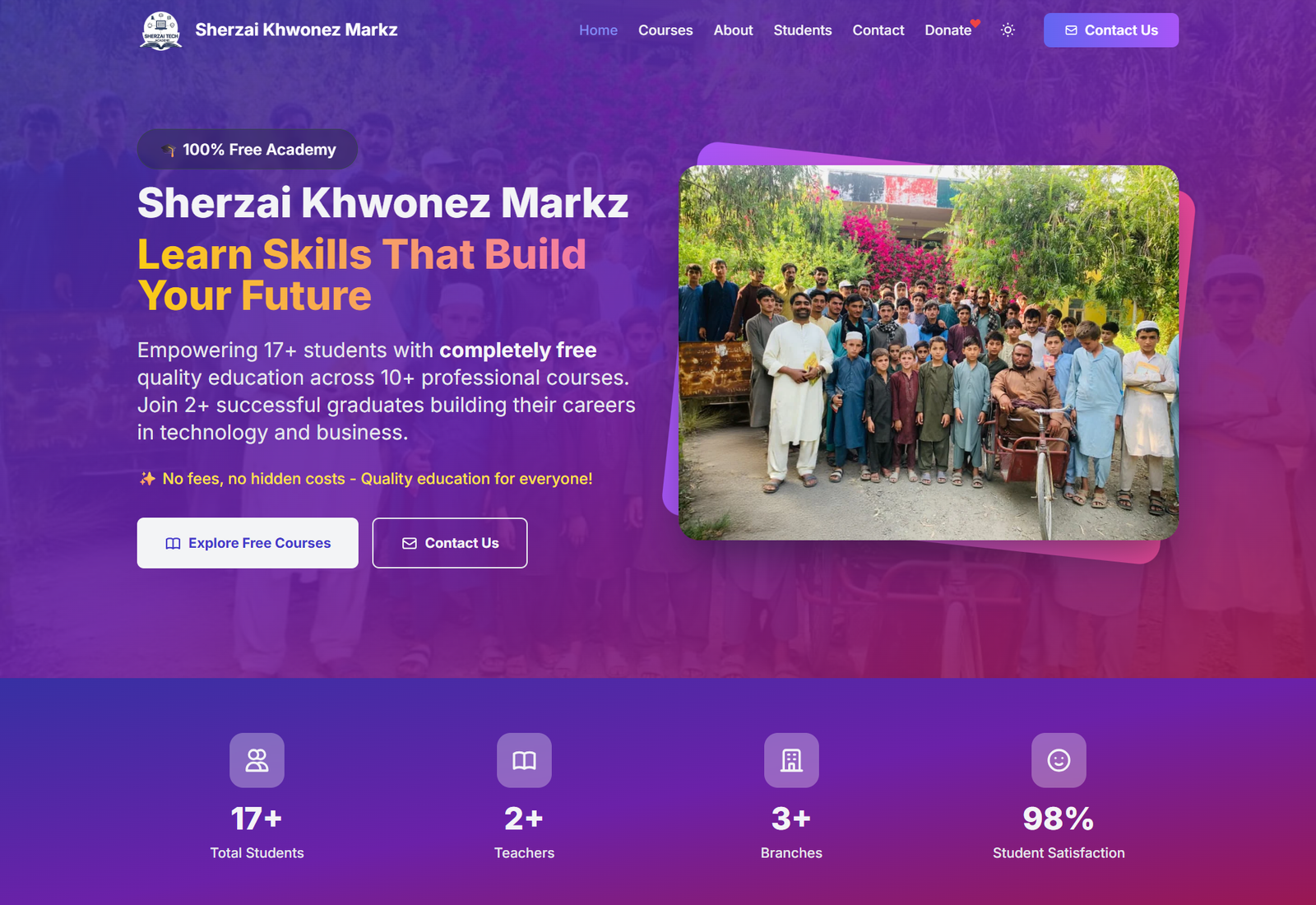 Sherzai Khwonez Markz – Educational Management System & Website