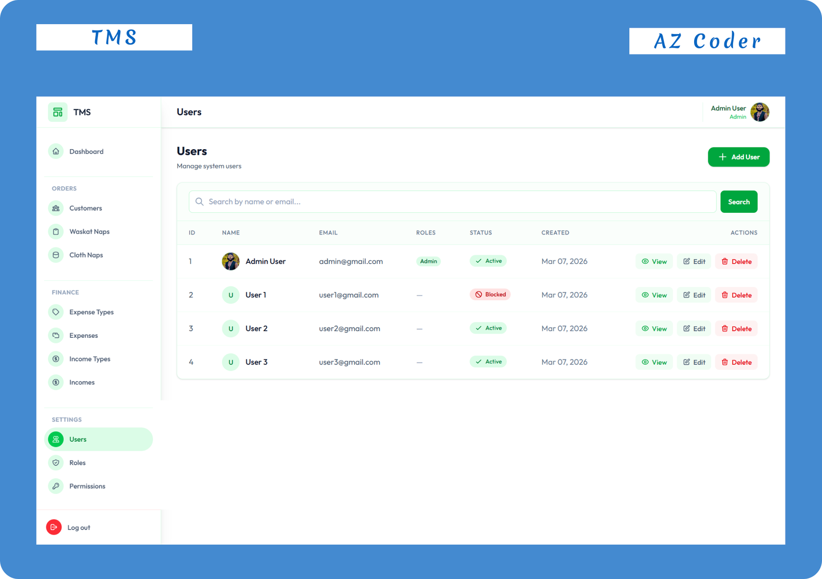 Tailor Management System (TMS) – Laravel & MySQL